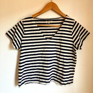 Madewell Boxy Crop Cotton V-Neck Tee XS